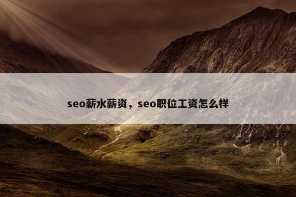seo薪水薪资，seo职位工资怎么样