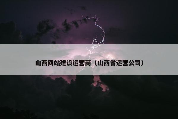 山西网站建设运营商（山西省运营公司）