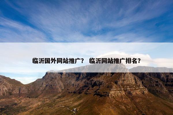 临沂国外网站推广？ 临沂网站推广排名？