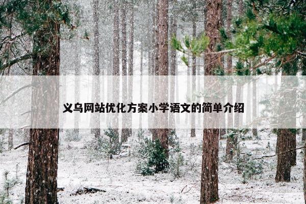 义乌网站优化方案小学语文的简单介绍