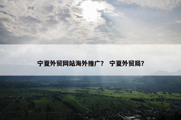宁夏外贸网站海外推广？ 宁夏外贸局？