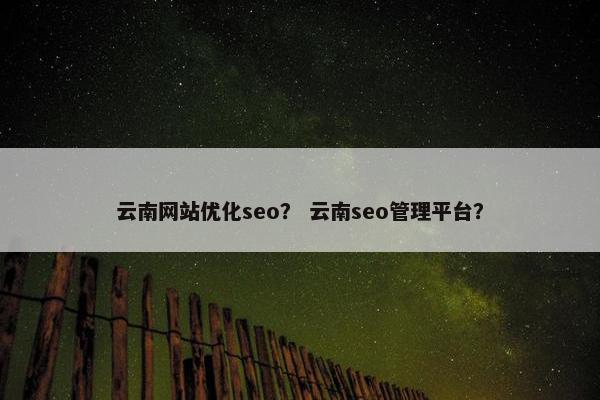 云南网站优化seo？ 云南seo管理平台？