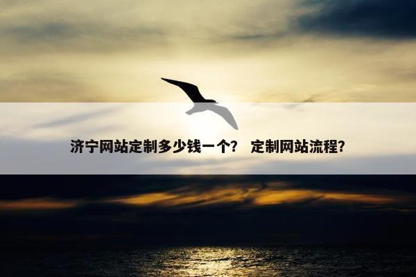 济宁网站定制多少钱一个？ 定制网站流程？