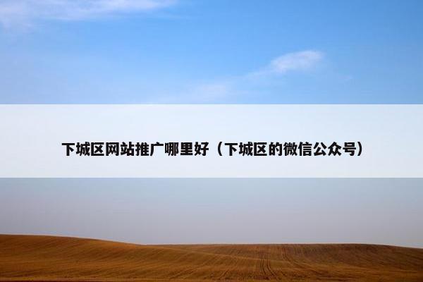 下城区网站推广哪里好（下城区的微信公众号）