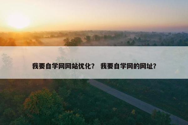 我要自学网网站优化？ 我要自学网的网址？