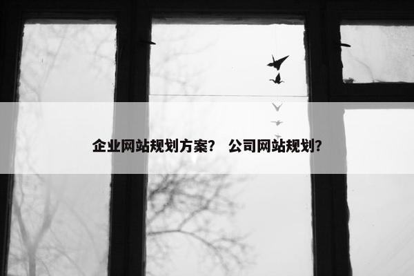 企业网站规划方案？ 公司网站规划？
