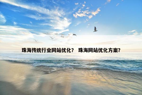 珠海传统行业网站优化？ 珠海网站优化方案？