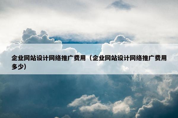 企业网站设计网络推广费用（企业网站设计网络推广费用多少）