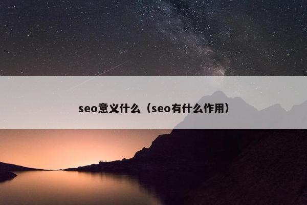 seo意义什么（seo有什么作用）
