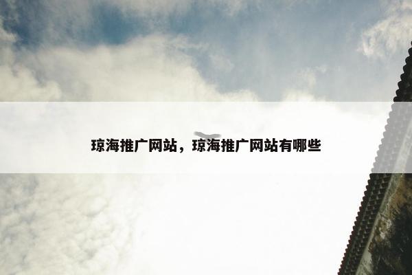 琼海推广网站，琼海推广网站有哪些