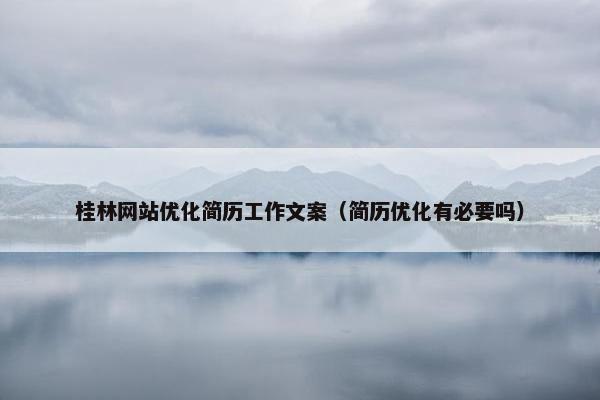 桂林网站优化简历工作文案（简历优化有必要吗）