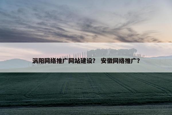 涡阳网络推广网站建设？ 安徽网络推广？