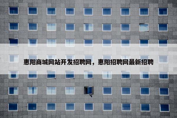 惠阳商城网站开发招聘网，惠阳招聘网最新招聘