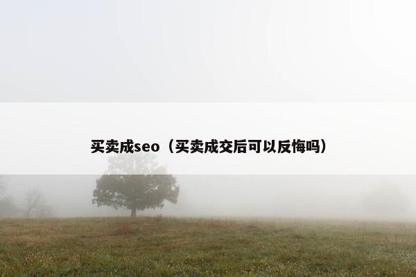 买卖成seo（买卖成交后可以反悔吗）