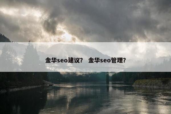 金华seo建议？ 金华seo管理？
