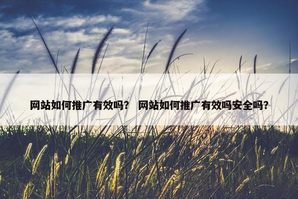 网站如何推广有效吗？ 网站如何推广有效吗安全吗？