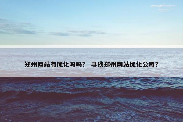 郑州网站有优化吗吗？ 寻找郑州网站优化公司？