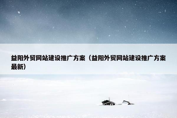 益阳外贸网站建设推广方案（益阳外贸网站建设推广方案最新）