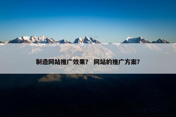 制造网站推广效果？ 网站的推广方案？