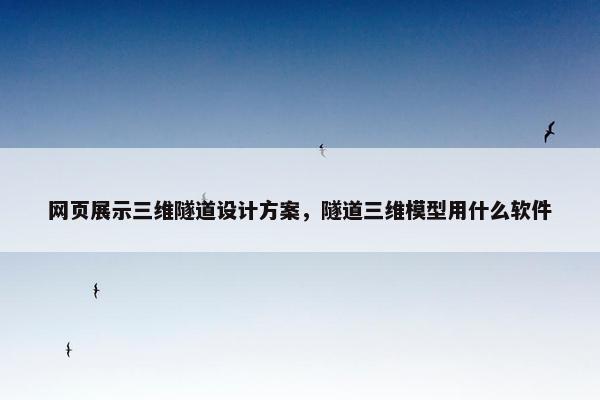 网页展示三维隧道设计方案，隧道三维模型用什么软件
