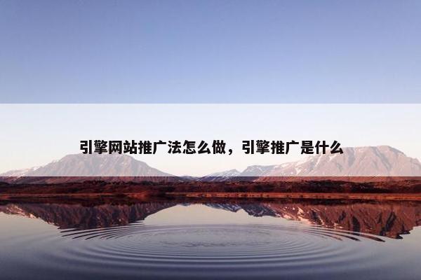 引擎网站推广法怎么做，引擎推广是什么