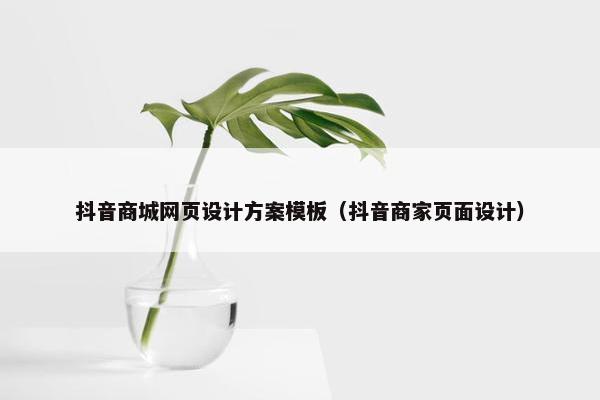 抖音商城网页设计方案模板（抖音商家页面设计）