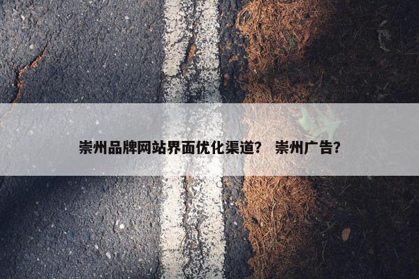 崇州品牌网站界面优化渠道？ 崇州广告？