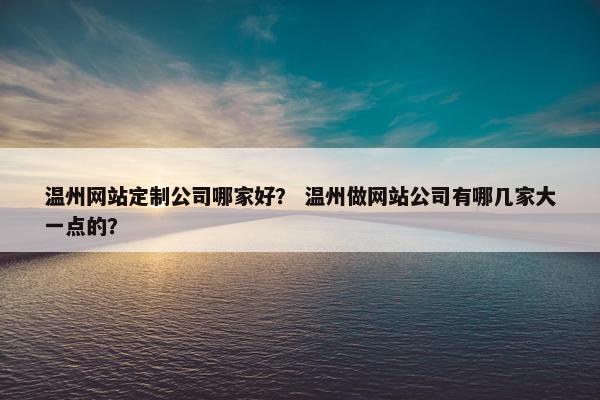 温州网站定制公司哪家好？ 温州做网站公司有哪几家大一点的？