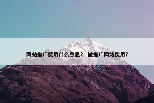 网站推广费用什么意思？ 做推广网站费用？