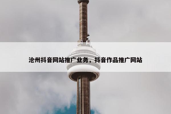 沧州抖音网站推广业务，抖音作品推广网站