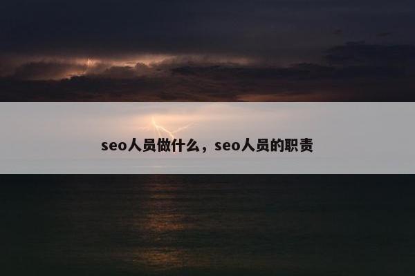 seo人员做什么，seo人员的职责