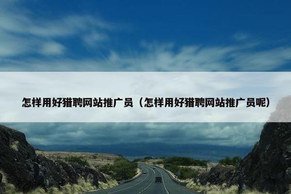 怎样用好猎聘网站推广员（怎样用好猎聘网站推广员呢）