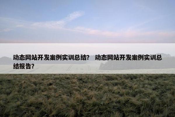 动态网站开发案例实训总结？ 动态网站开发案例实训总结报告？