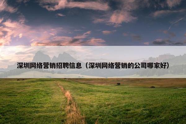 深圳网络营销招聘信息（深圳网络营销的公司哪家好）