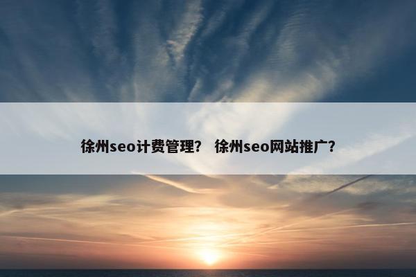 徐州seo计费管理？ 徐州seo网站推广？