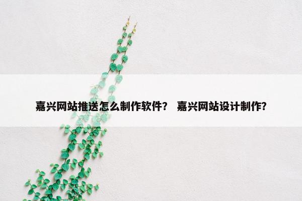 嘉兴网站推送怎么制作软件？ 嘉兴网站设计制作？