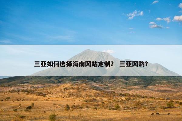 三亚如何选择海南网站定制？ 三亚网购？