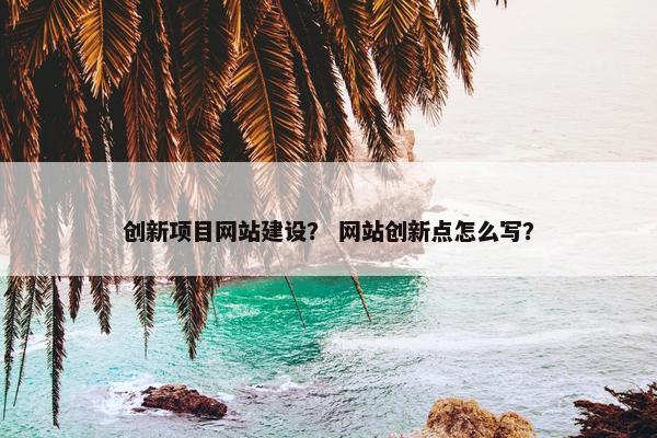 创新项目网站建设？ 网站创新点怎么写？