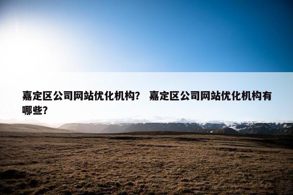 嘉定区公司网站优化机构？ 嘉定区公司网站优化机构有哪些？