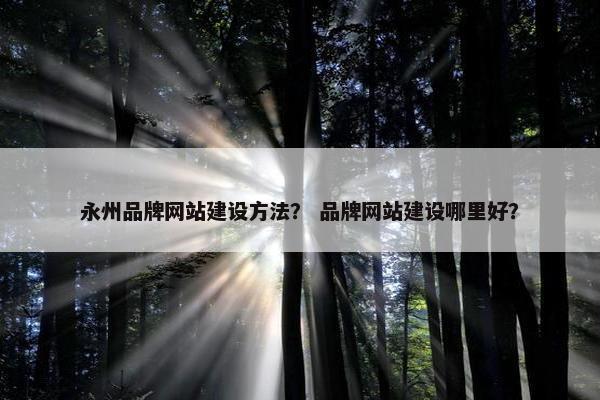 永州品牌网站建设方法？ 品牌网站建设哪里好？