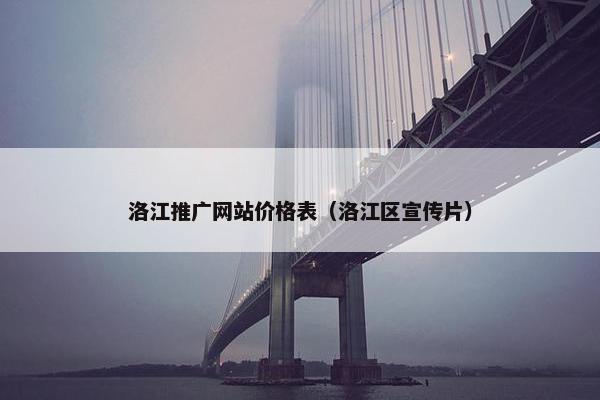 洛江推广网站价格表（洛江区宣传片）