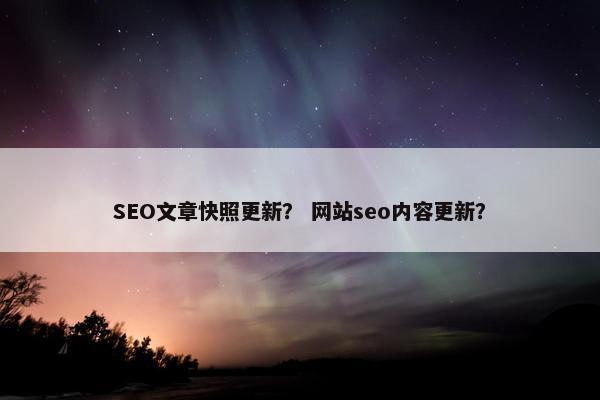SEO文章快照更新？ 网站seo内容更新？