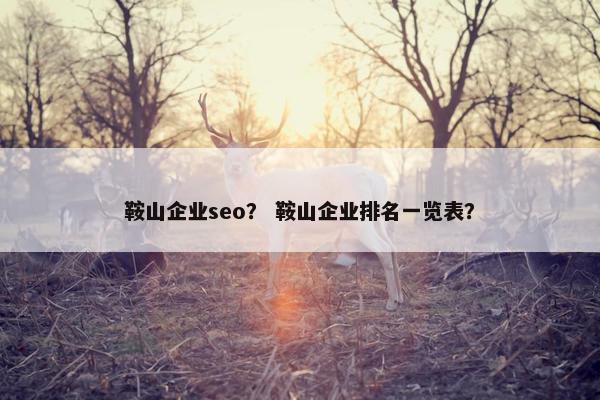 鞍山企业seo？ 鞍山企业排名一览表？