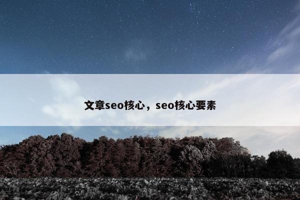 文章seo核心，seo核心要素