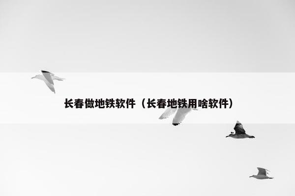 长春做地铁软件（长春地铁用啥软件）