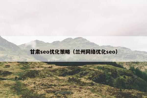 甘肃seo优化策略（兰州网络优化seo）