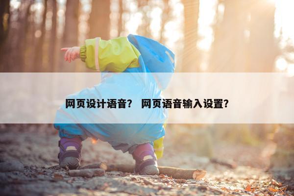 网页设计语音？ 网页语音输入设置？