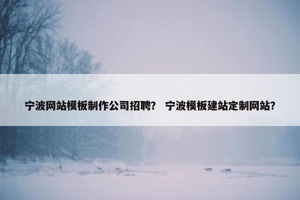 宁波网站模板制作公司招聘？ 宁波模板建站定制网站？