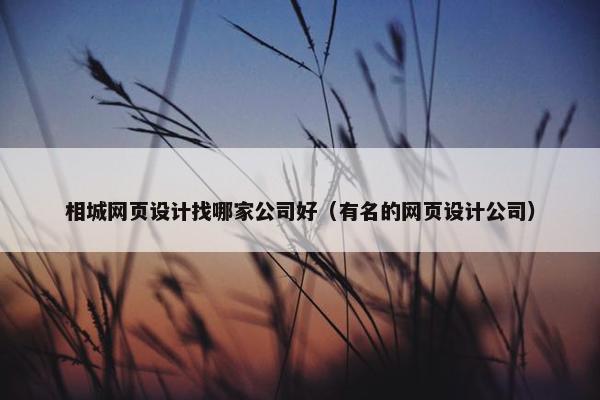 相城网页设计找哪家公司好（有名的网页设计公司）