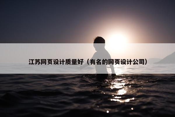 江苏网页设计质量好（有名的网页设计公司）